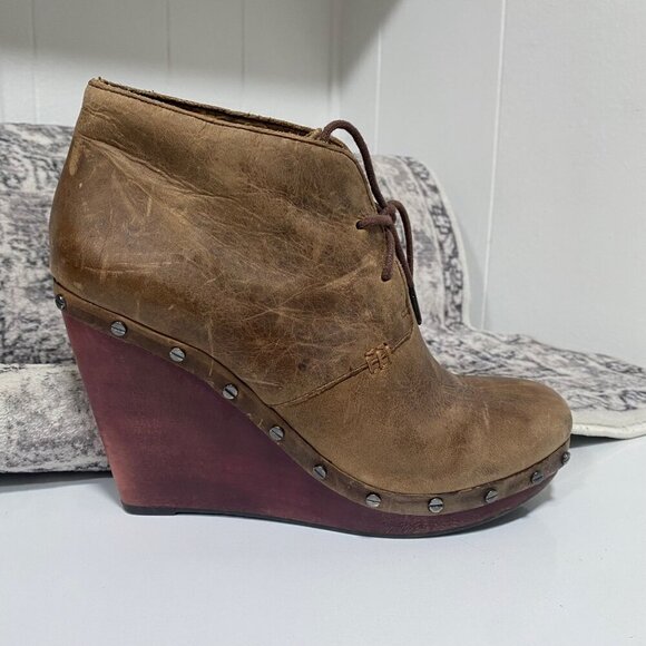 Dr. Scholl's Original Collection Leather Wedge Booties in Brown  Size 7.5 - Picture 2 of 8